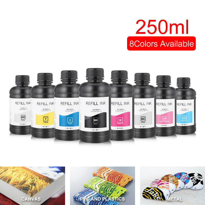 8*250ML LED UV Ink For Epson 1390 L800 L805 R1800 R1900 4800 4880 7800 7880 9880