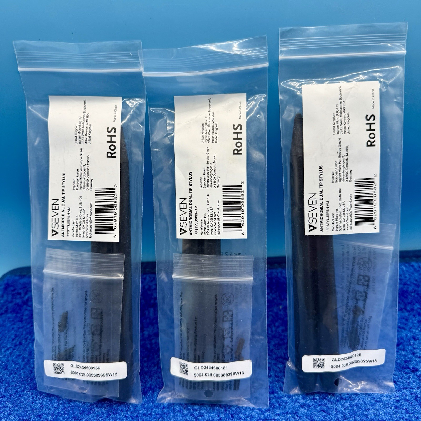 3x 2 Packs V7 Interactive Display Antimicrobial Dual Tip Stylus Pen