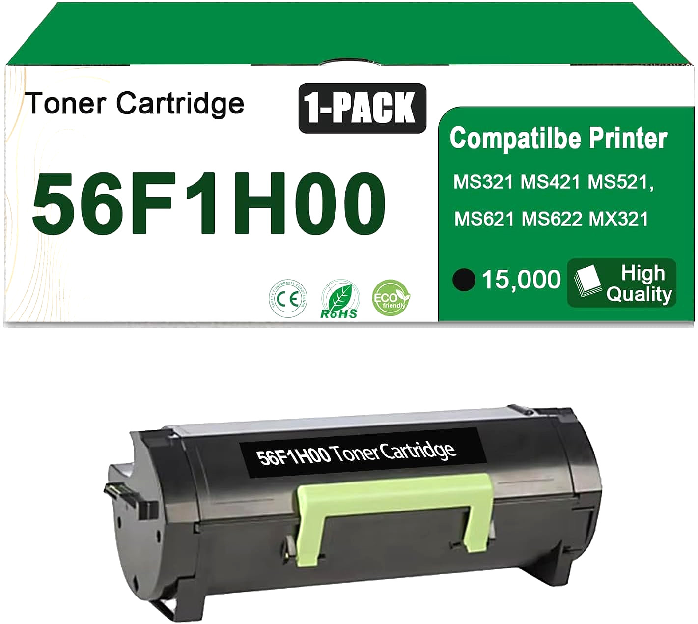 56F1H00 High-Yield Black Toner Cartridge for Lexmark MS321/MX321 Series Printers