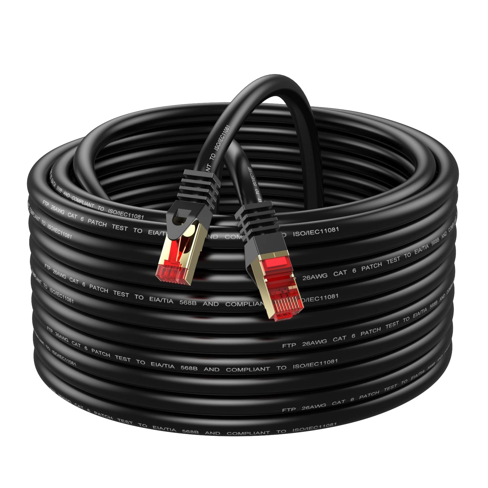 Cat6 Outdoor Ethernet Cable 200ft,Outdoor Shielded Grounded UV Resistant Waterpr