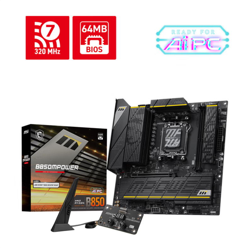 MSI B850M POWER AM5 Wi-Fi 7 M-ATX overclocking motherboard-//