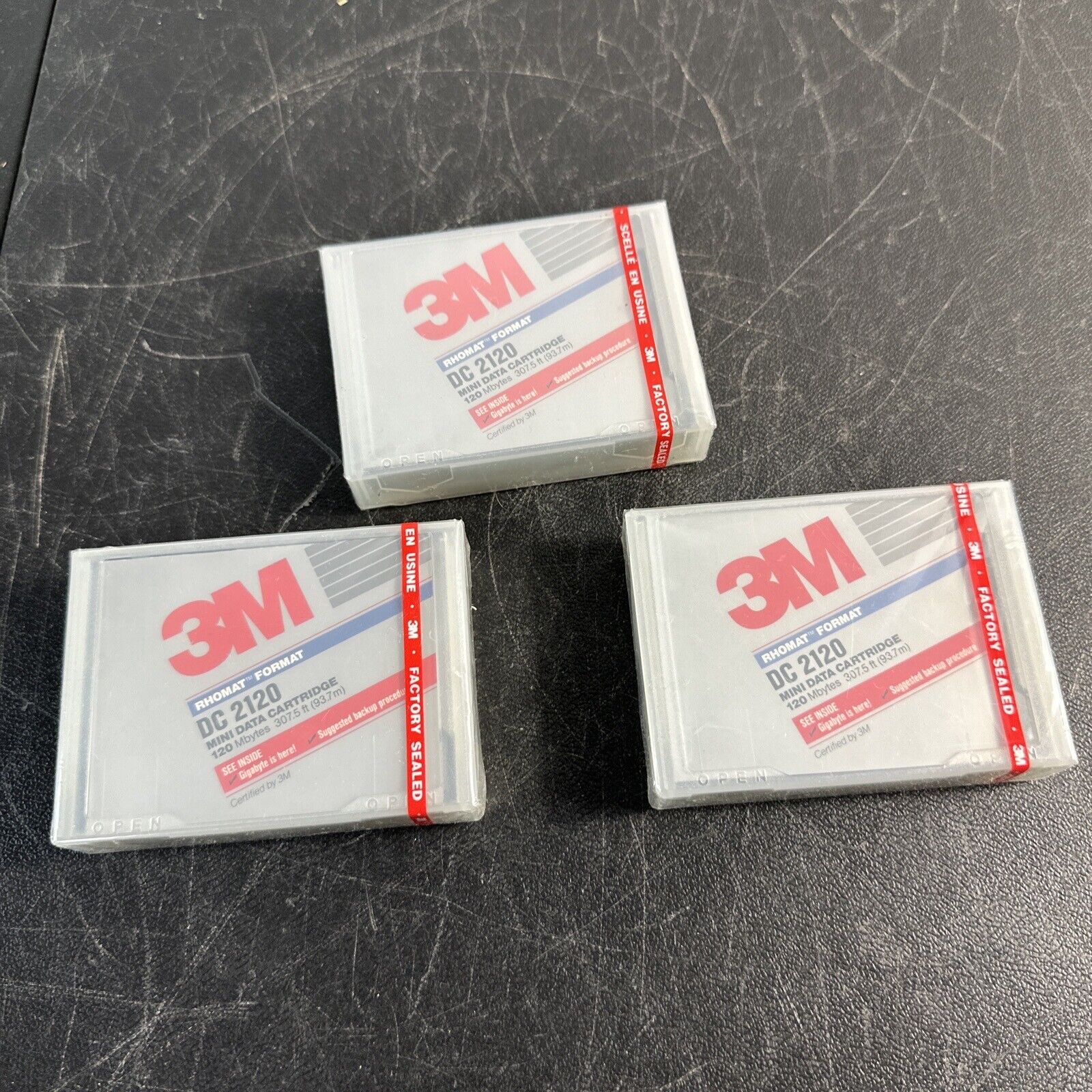 Lot of 3 New Sealed 3M DC 2120 Ximat Format 3 Mini Data Cartridges 120 MB DC2120
