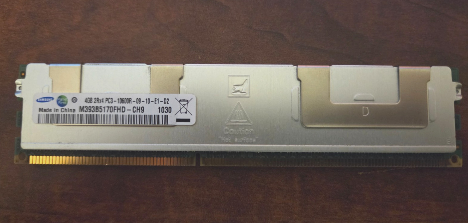 Samsung 4GB 2Rx4 PC3-10600R-09-10-E1-D2 DDR3 ECC RDIMM Server Memory RAM