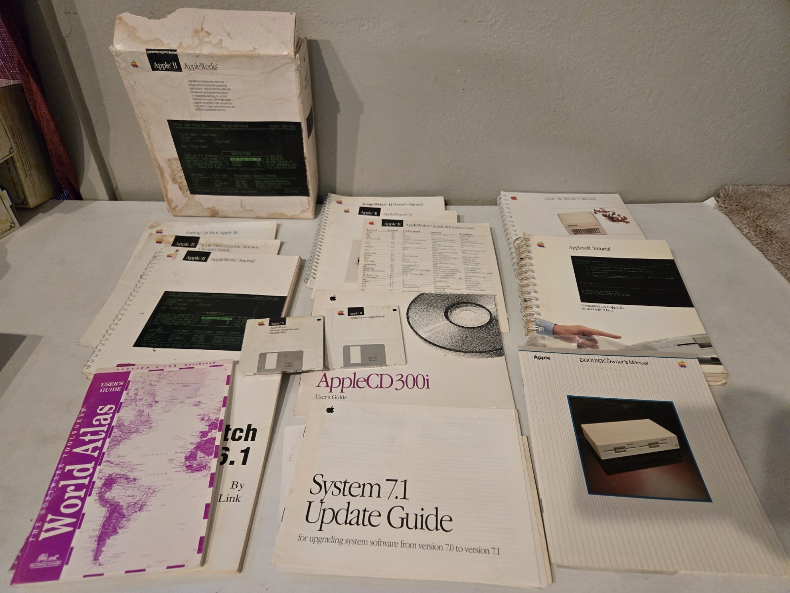 Apple II Manuals IIe Owners Spiral Books Mixed Lot + 2 Disks Reference Card 