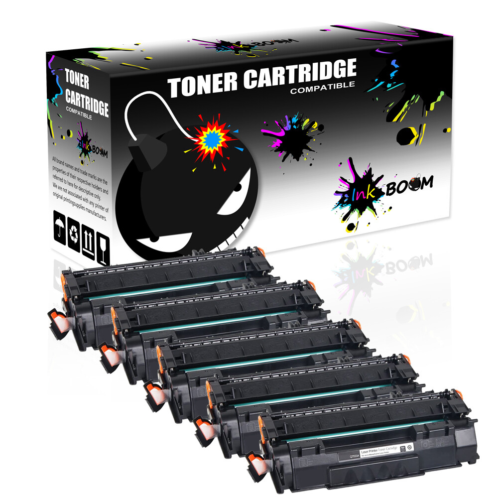 5 Black Toner Cartridges replace for HP Q7553A 53A LaserJet P2015 Series Printer