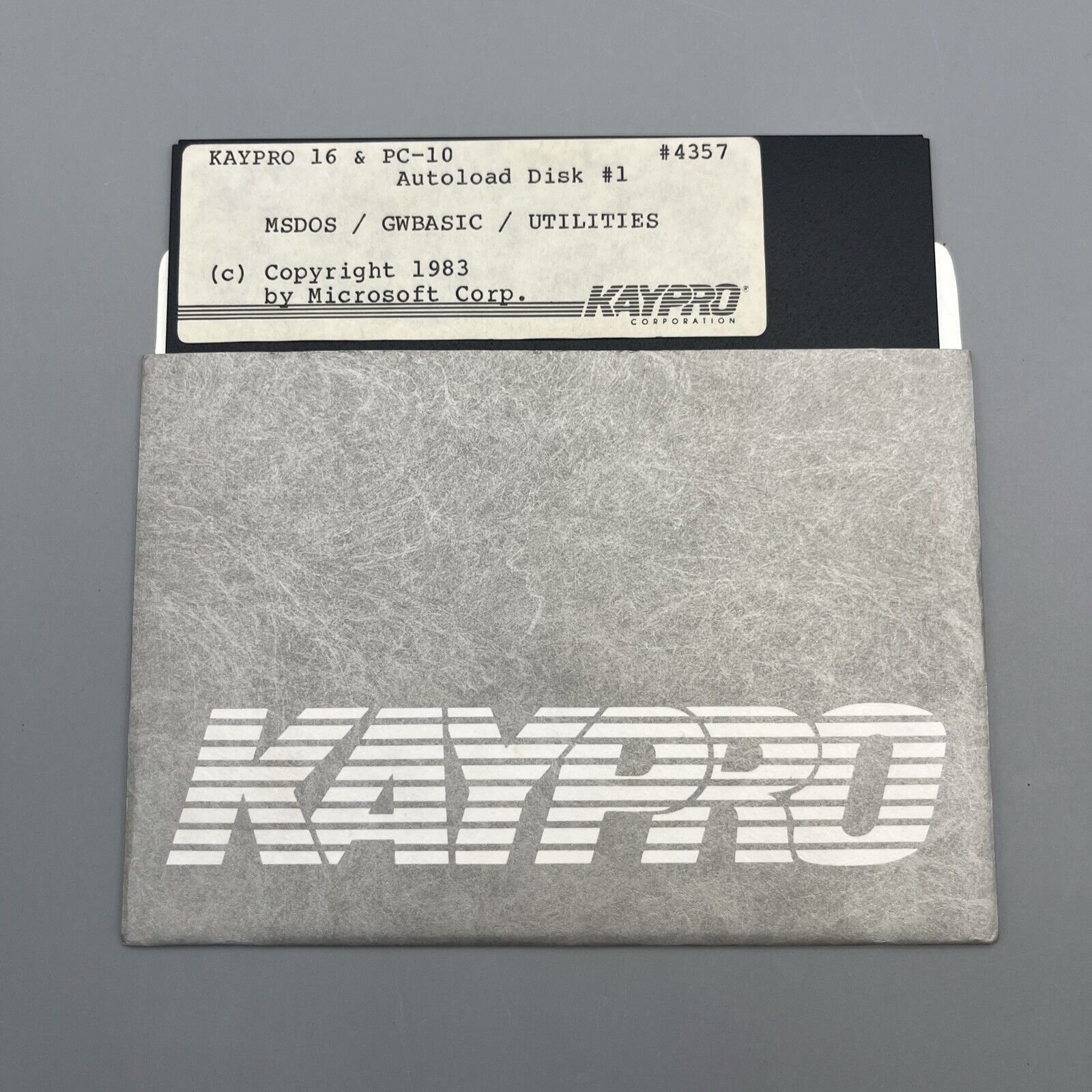 Vintage 1983 KAYPRO Microsoft Software 5.25” Disk 4357 MSDOS/GWBASIC/UTILITIES