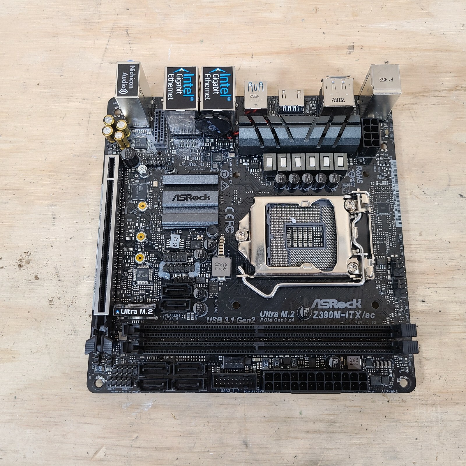 Asrock Intel Z390M-ITX/AC I Motherboard Ultra M.2 USB Gen 2 - As Is parts/repair