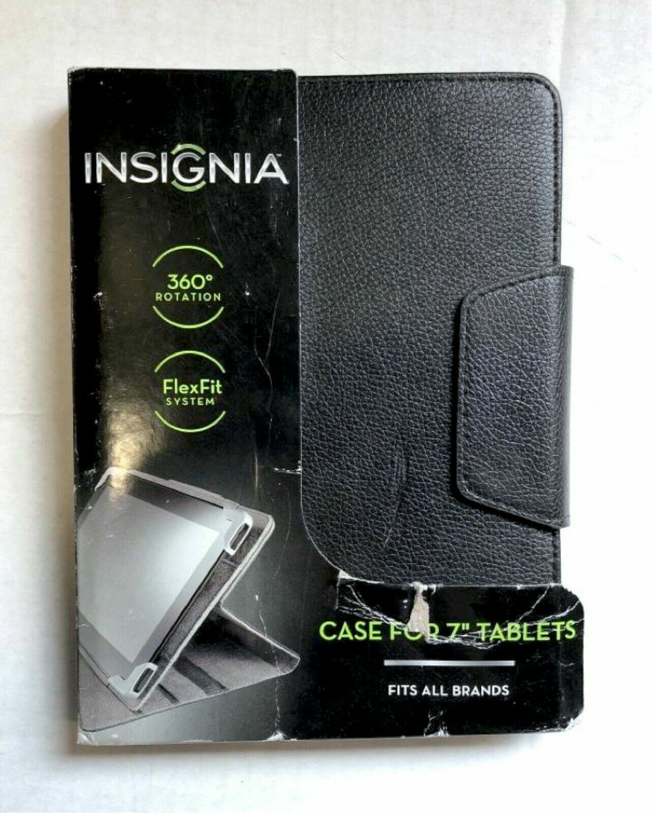 Insignia 360 Rotation Flex Fit System BLACK Folio Case for most 7” Tablets