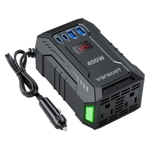 400W Car Power Inverter for Vehicles DC 12V to AC 110V Inverter Black