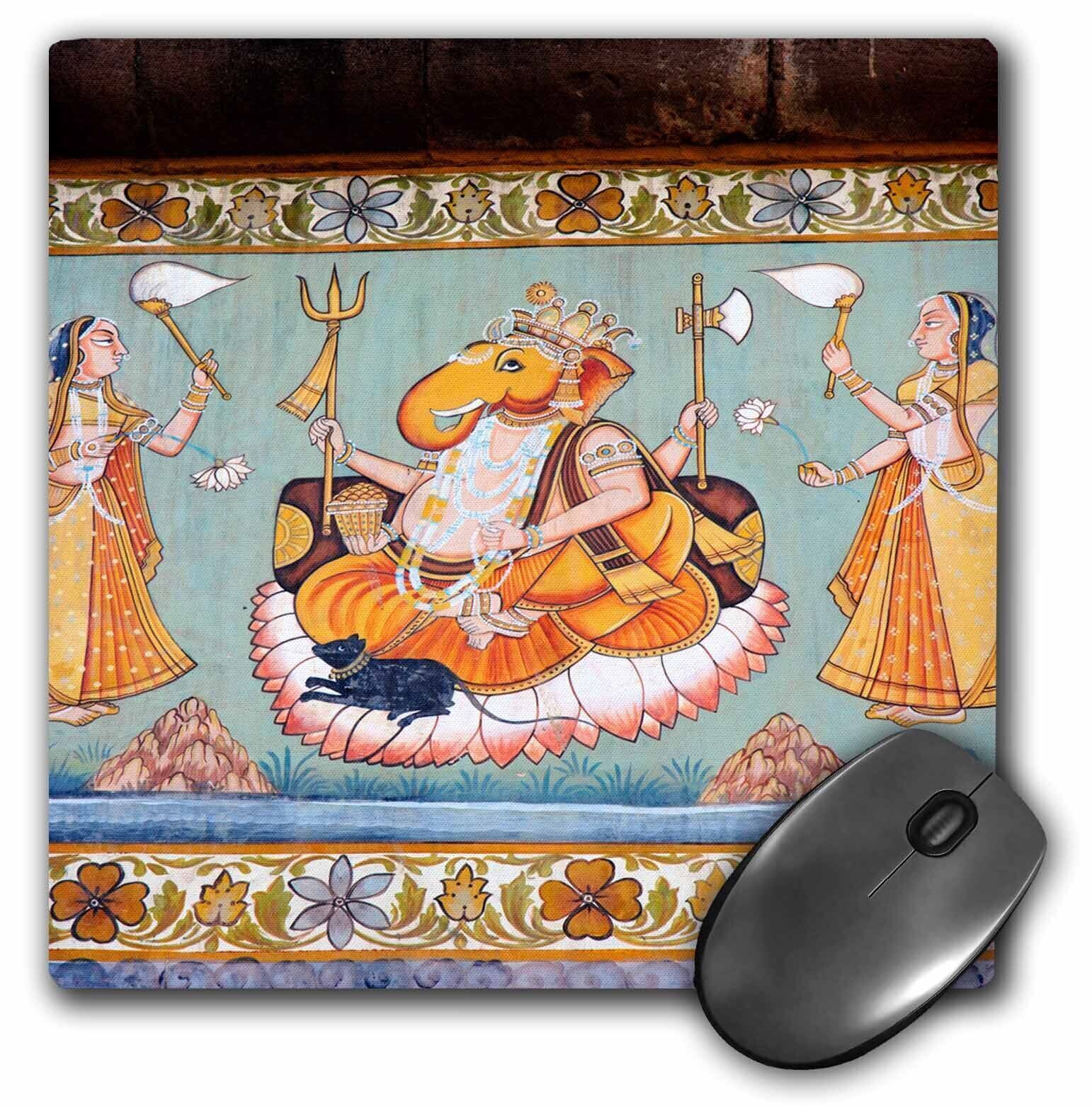 3dRose Mural painted on the wall, Mehrangarh Fort, Jodhpur, Rajasthan. MousePad