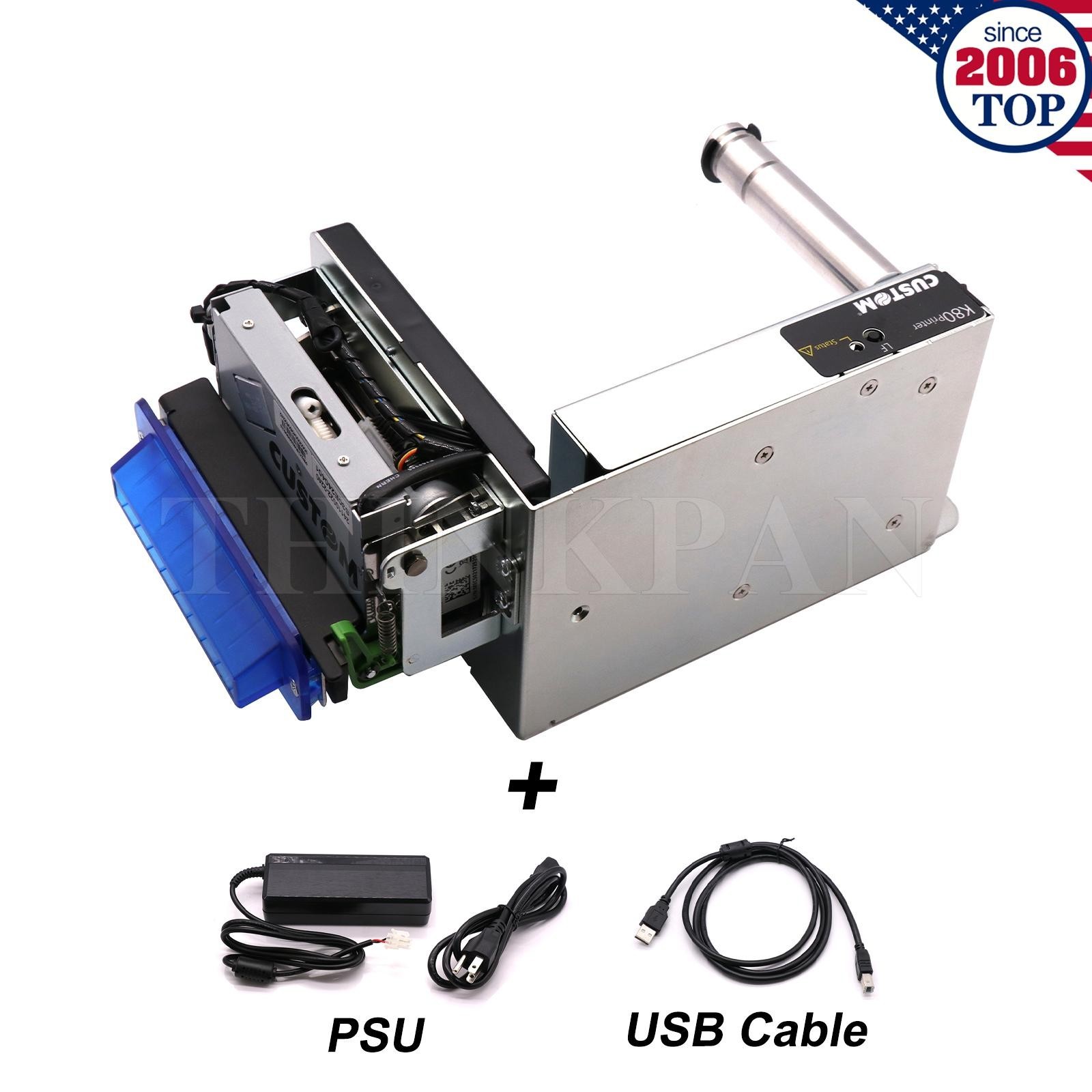 New Custom K80 Thermal Receipt Printer with Power Supply 52-80mm US