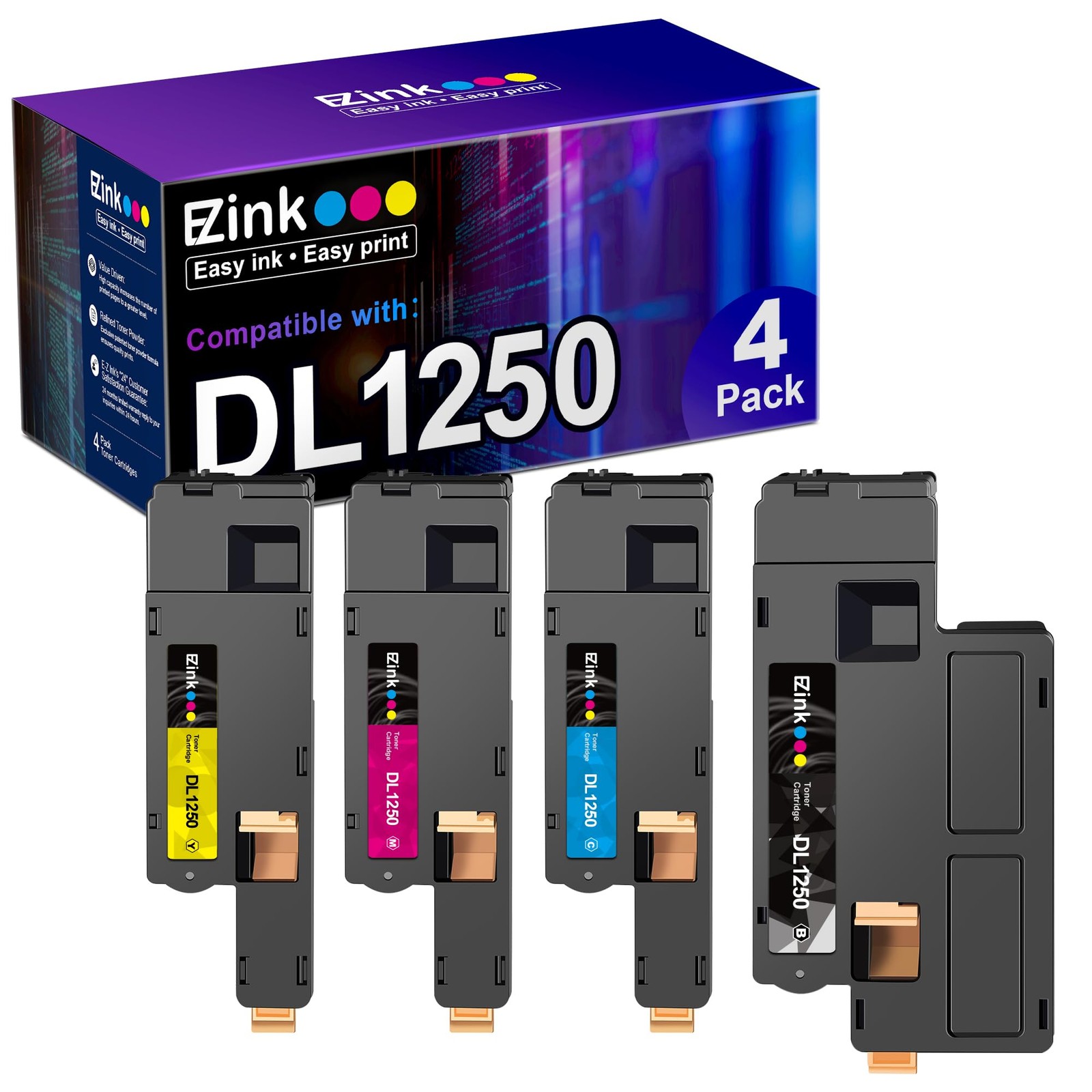 E Z Ink Compatible Toner Cartridges 4 Pack For Dell 1250 C1760nw Laser Printer