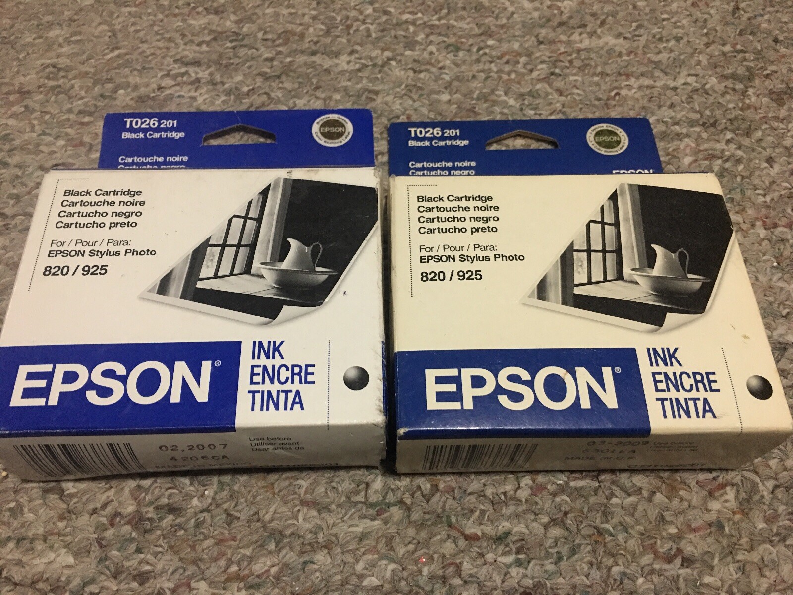 Set Of -2- Genuine OEM Epson 26 Black Ink Cartridges -T026201 New Sealed Expired