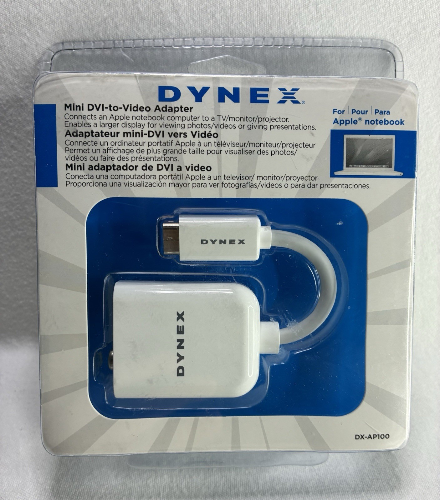 Dynex DX-AP100 Mini DVI to Video Adapter for Apple MacBook S-Video RCA White