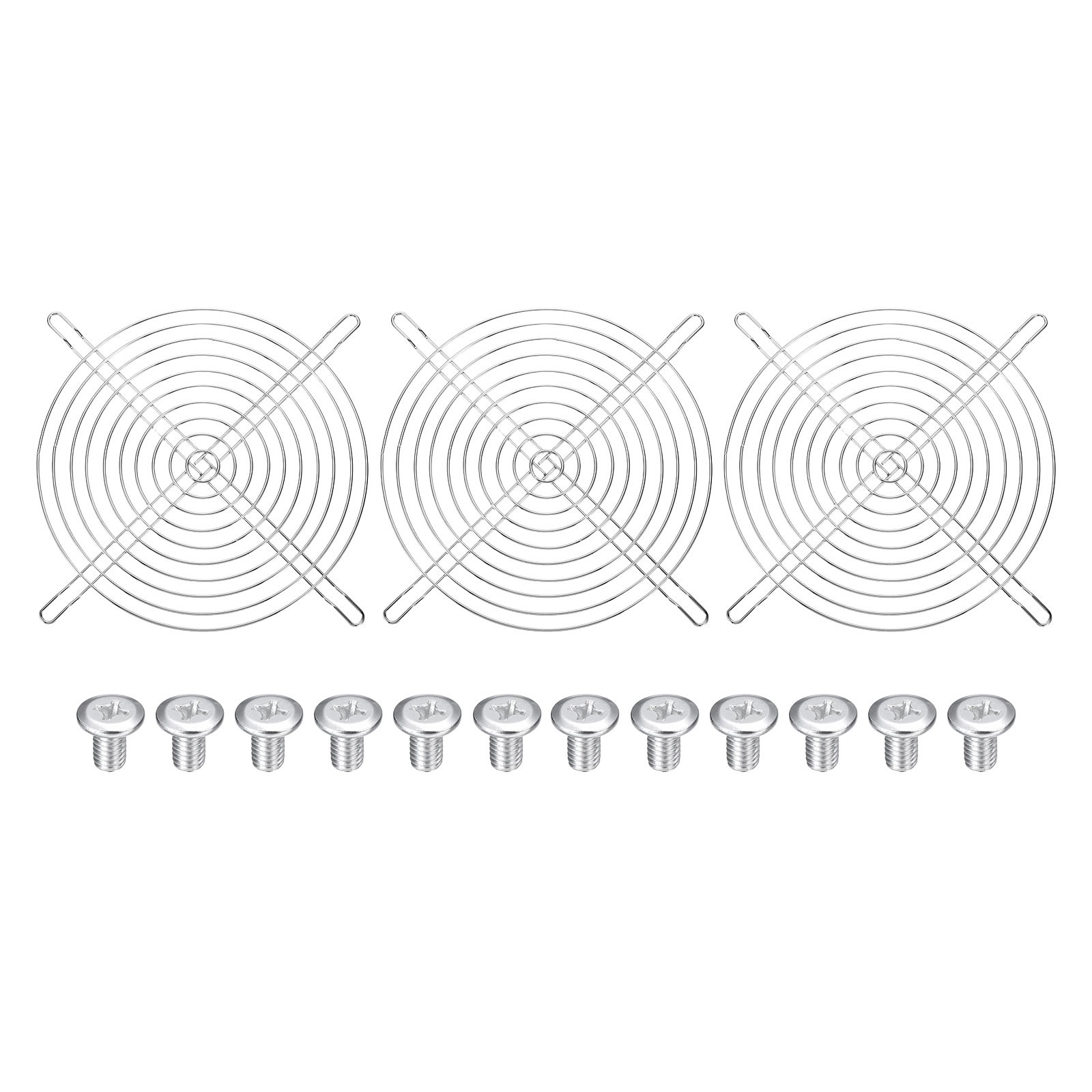 3 Pcs 180mm Fan Finger Grill Metal Ventilation Grill Cover with Screws, Silver