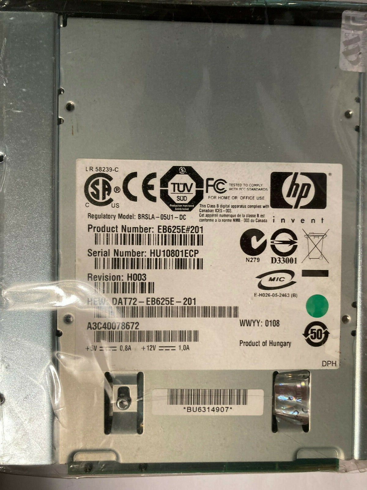 HP DW026A  36/72GB DDS5 4MM DAT72 USB Internal Trade Ready DW026B EB625E#201