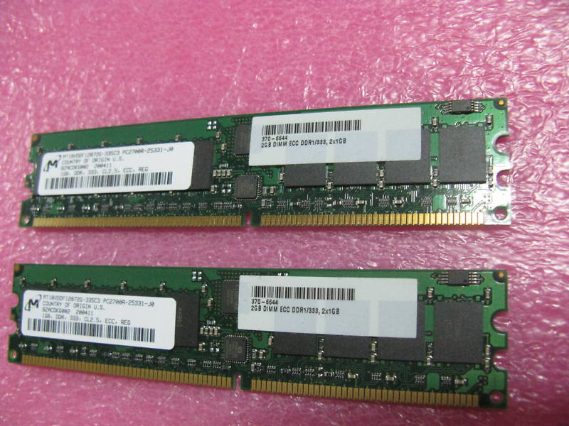 Sun V20Z X9252A 370-6644 2GB mem kit ,(2 * 1GB ) Micron
