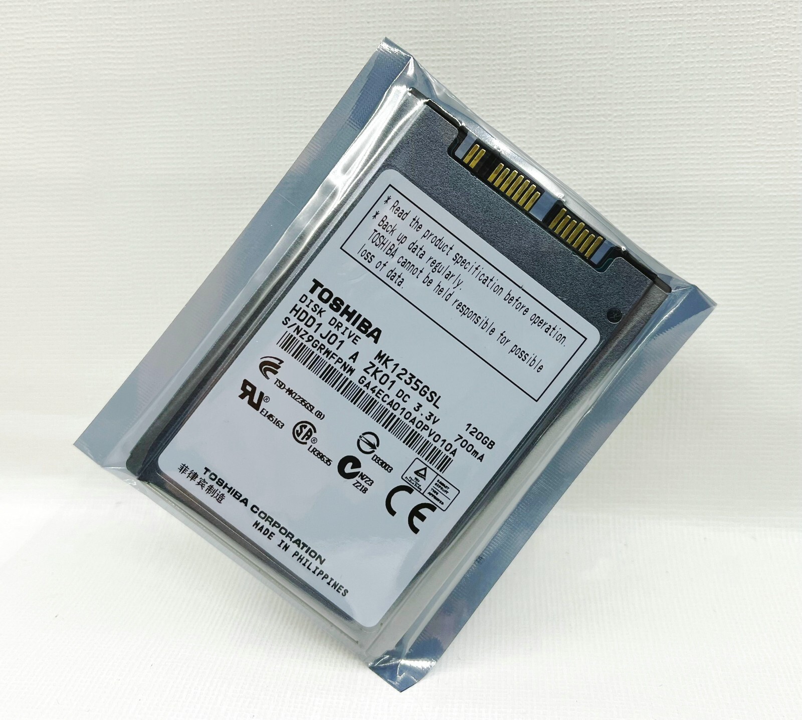 Toshiba 120GB 4200RPM  MK1235GSL HDD1J01  1.8" 8MB  SATA hard disk