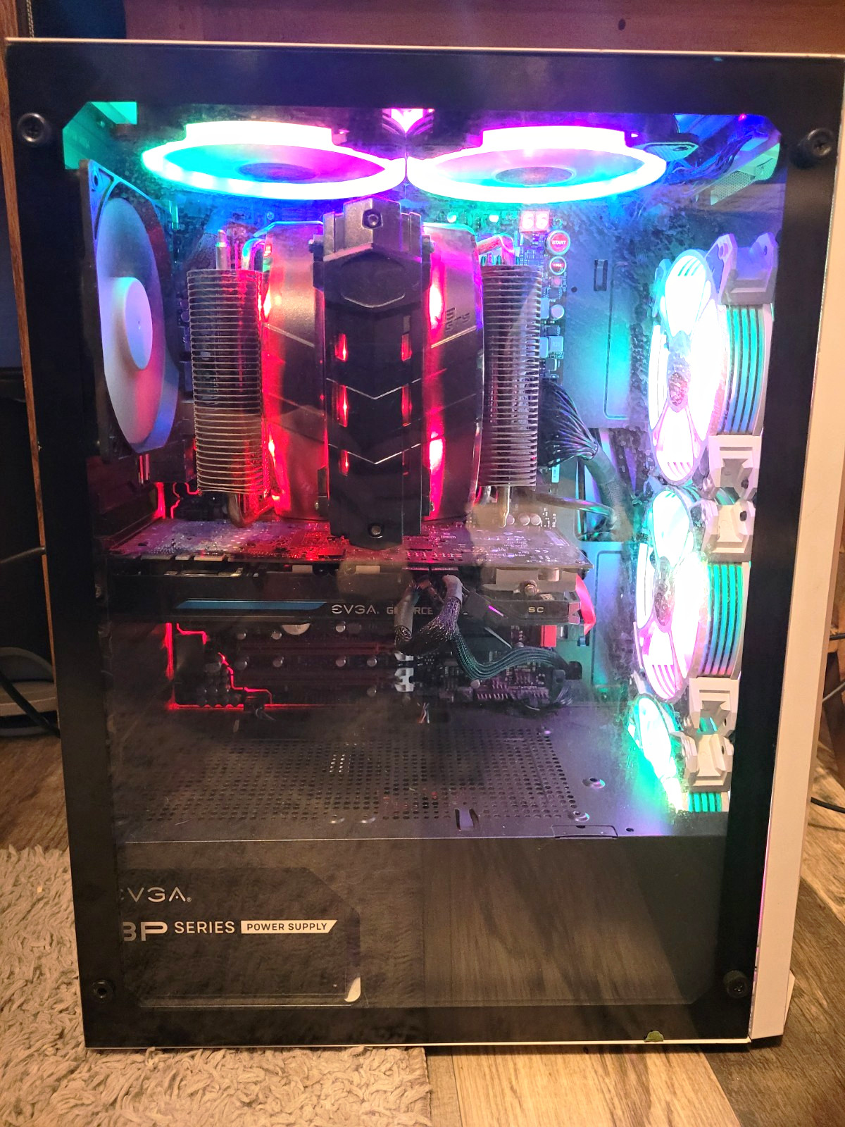 Custom/Whitebox White Gaming Desktop Tower PC RGB Lighting EVGA GeForce GPU 