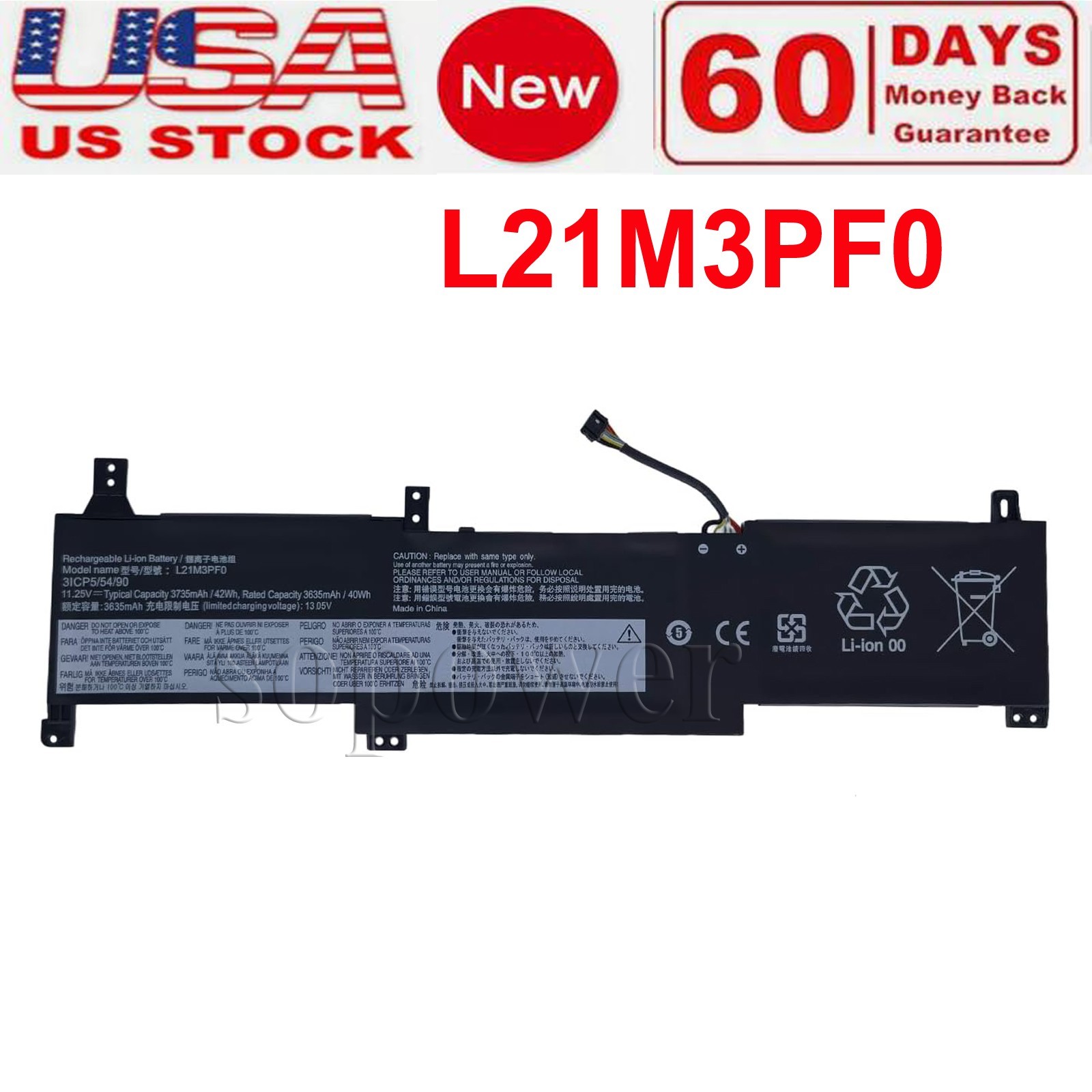 new L21M3PF0 L21D3PF0 OEM Battery for Lenovo IdeaPad 1 14ADA7 14ALC7 14IAU7