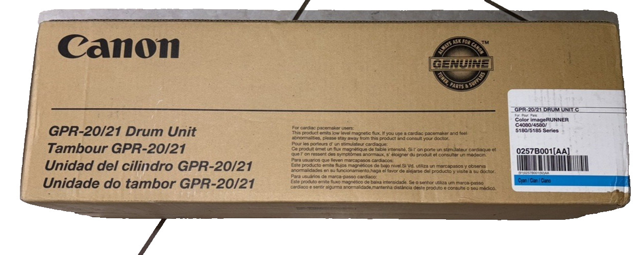 Canon GPR-20/21 Cyan Drum Unit C 0257B001AA C408/C4580/C5180 Series New OEM Blue