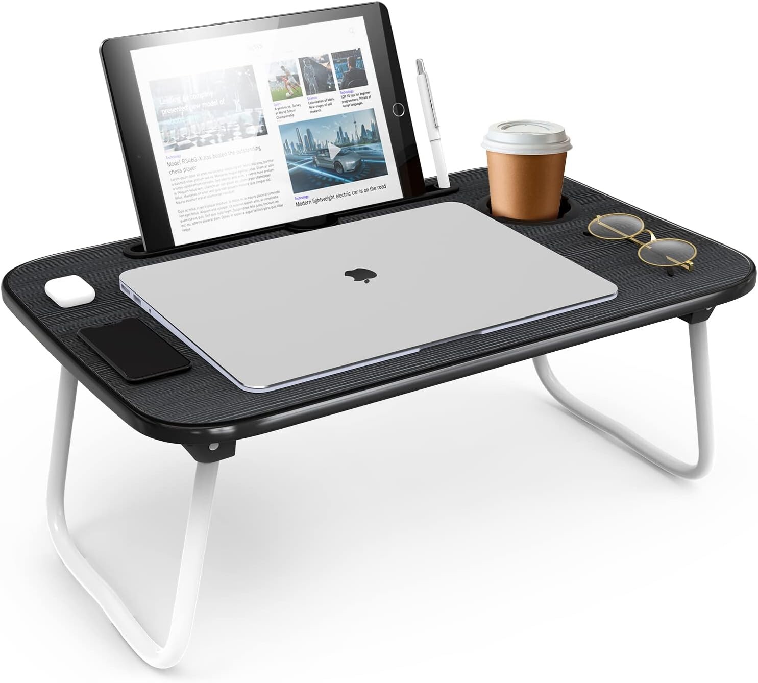 Mesa De Ordenador Escritorio Para Cama Laptop Portatil Plegable Color Marrón NEW