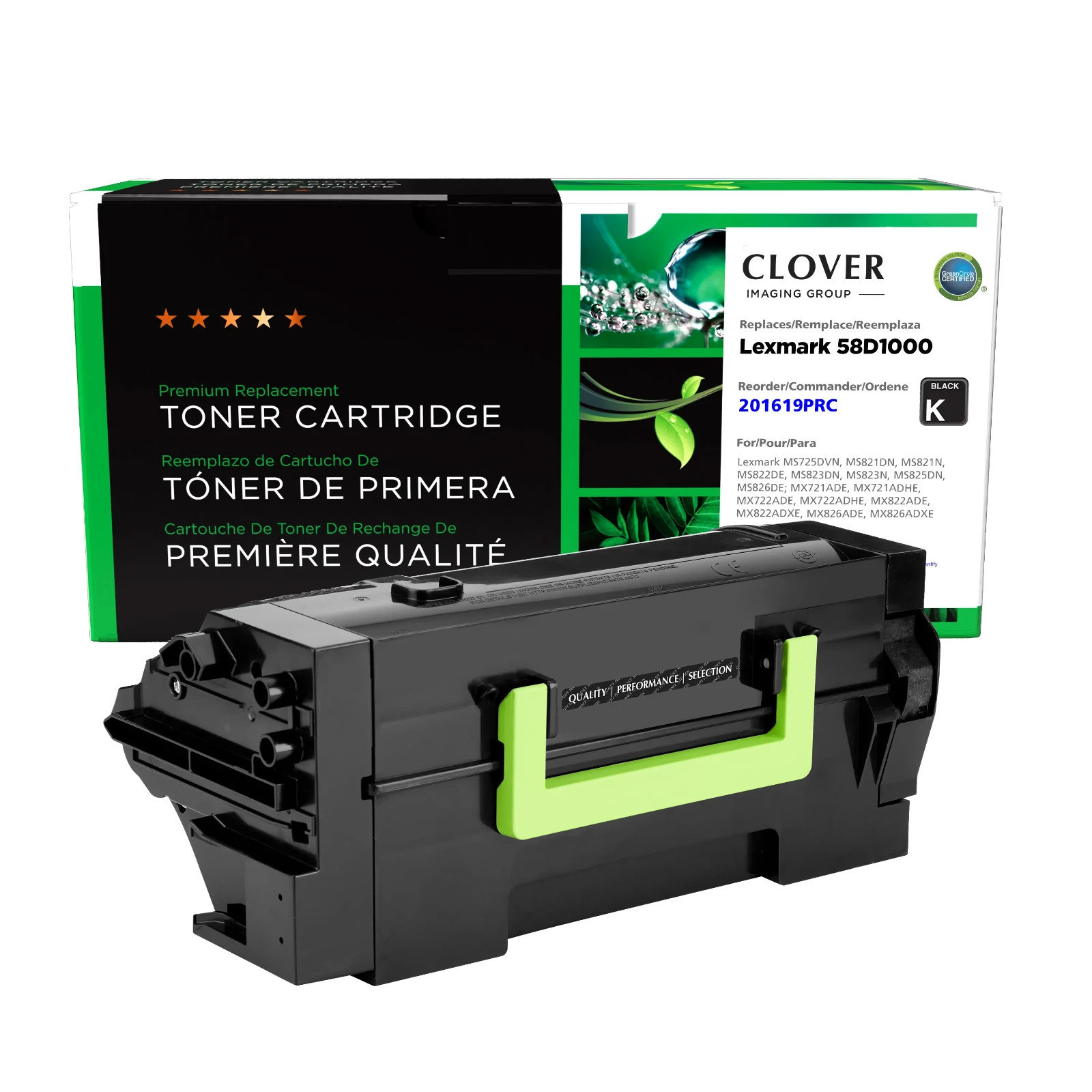 MSE Clover Compatible 7.5 K 58D1000 Black Lexmark Toner MS821 MS826 MX721 MX826