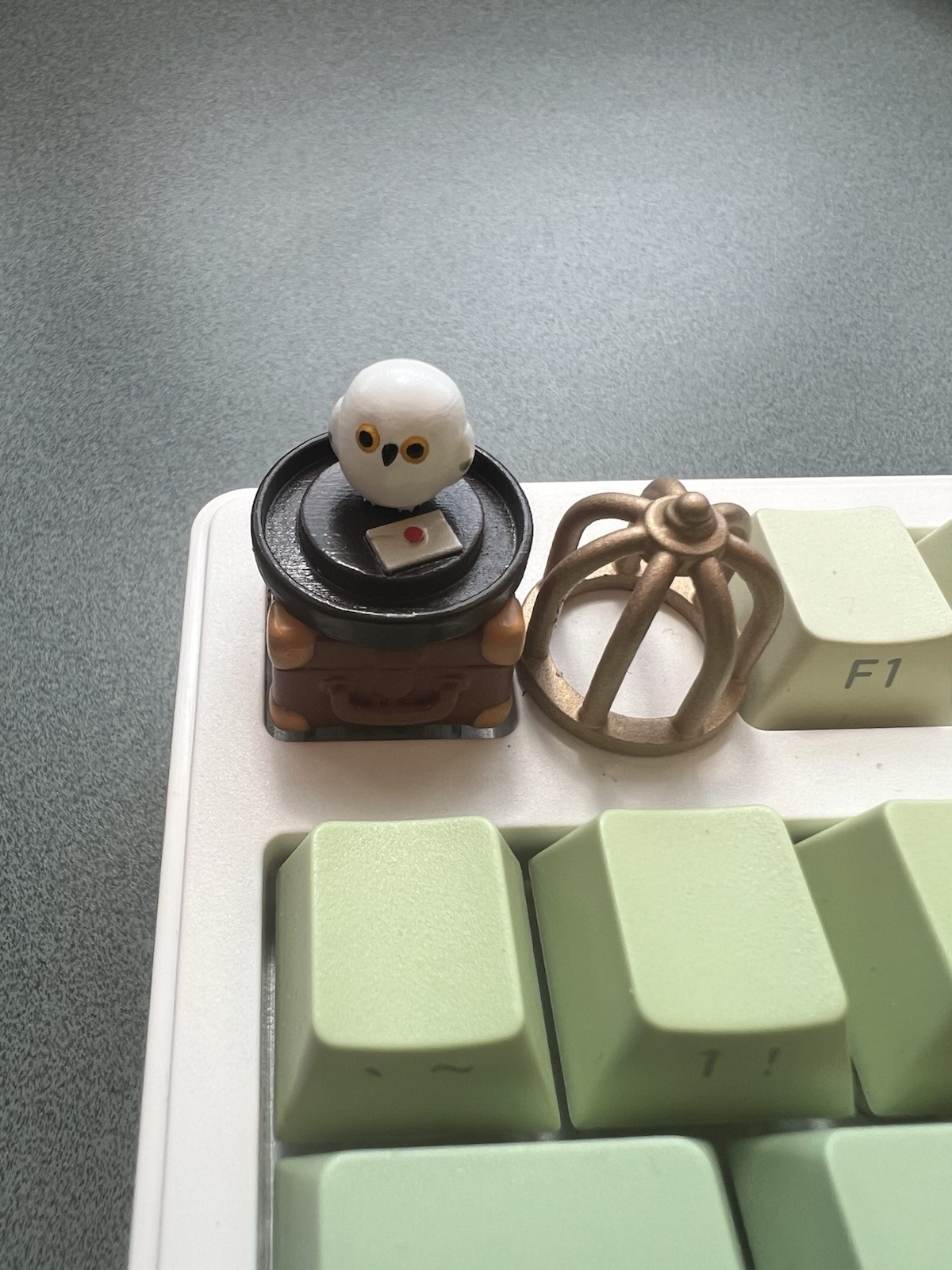 Harry Potter Inspired Handcrafted Keycap - Hedwig The Owl In Cage