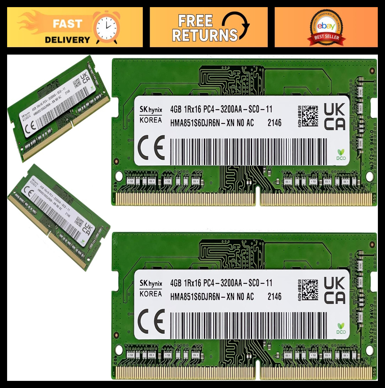8GB DDR4 3200MHz RAM Kit (2x4GB) Non-ECC SODIMM for AMD/Intel Gaming Laptops