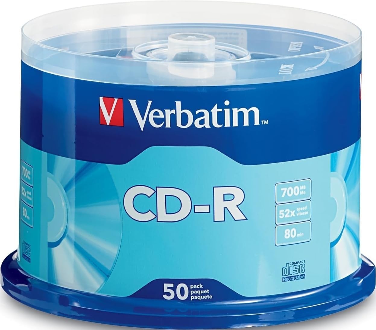 CD-R Blank Discs 700MB 80 Minutes 52x Speed Recordable Music Burning - 50 Pack