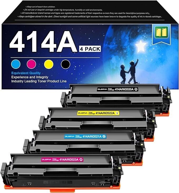 414A Toner Cartridges 4 Pack - Compatible Replacement for HP 414A 414X Compat...