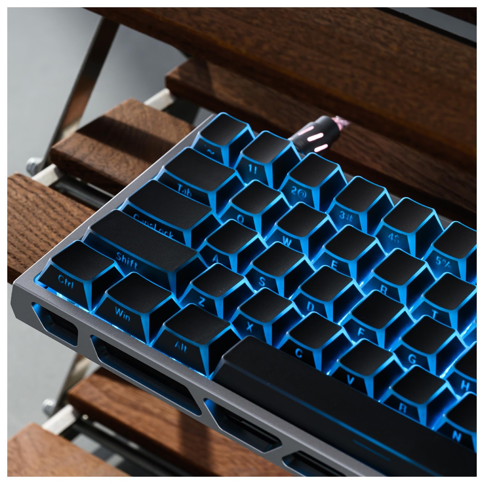 XVX Shine Through PBT Keycaps Black Prism Side Printed Translucent Cherry MX