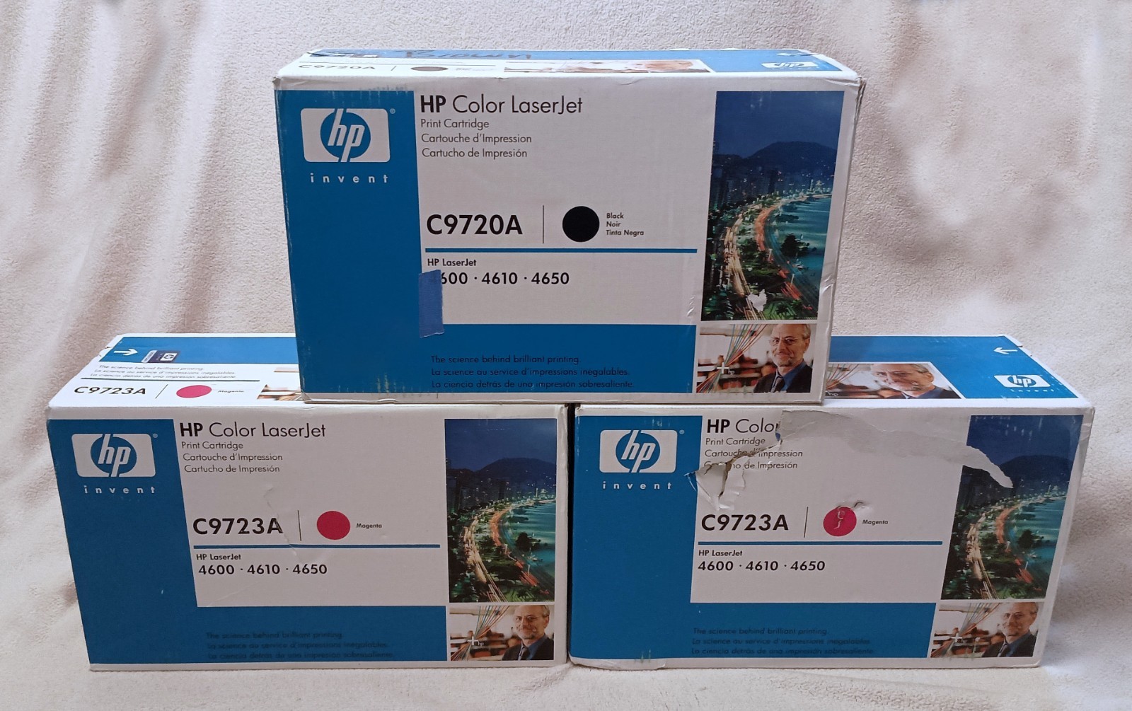 Lot of 3 HP 641A Toner Cartridges C9720A Black 2x C9723A Magenta