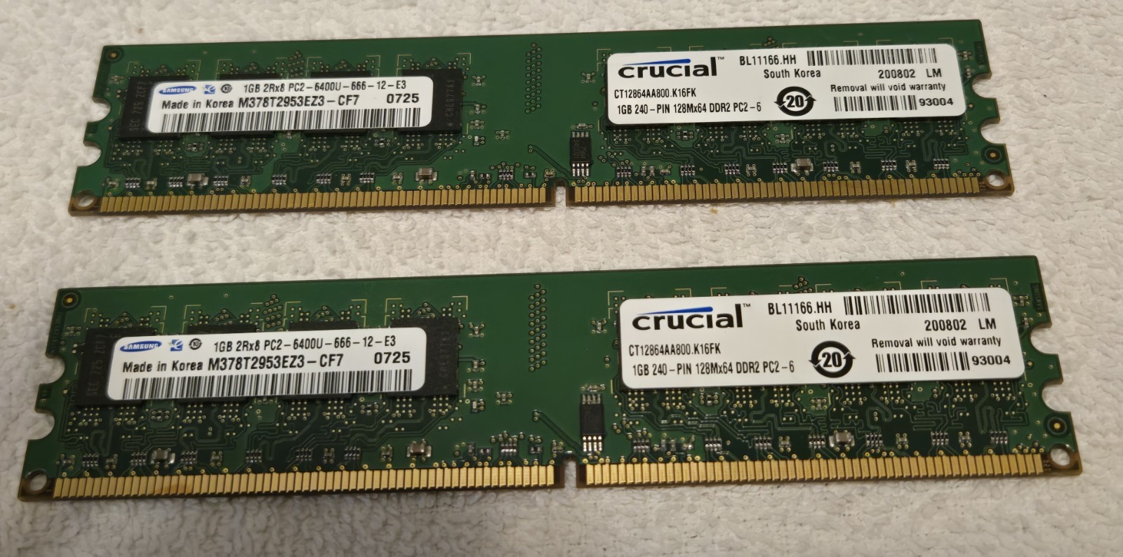 2GB Kit Samsung PC2-6400U DDR2