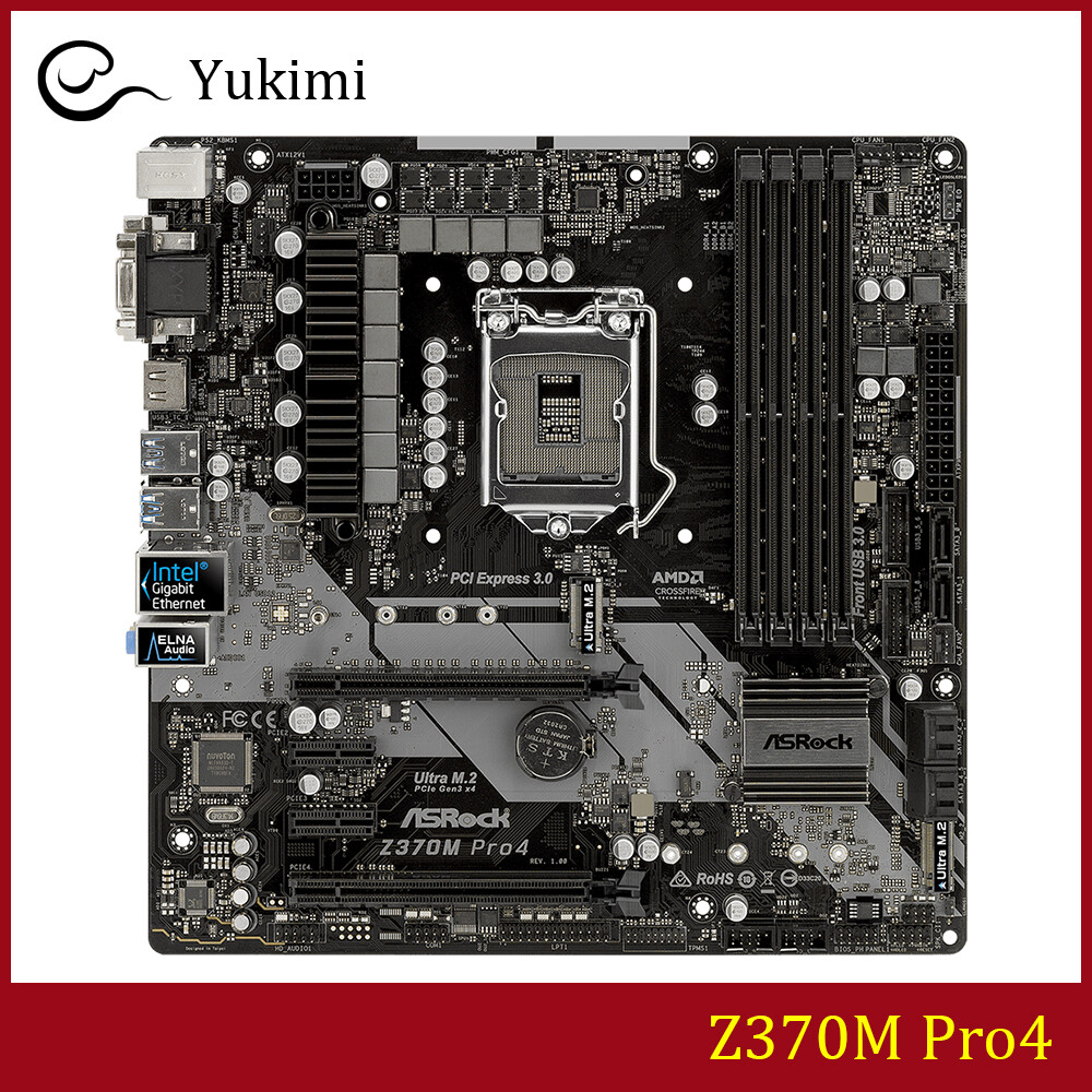 FOR ASROCK Z370M Pro4 LGA 1151 64GB HDMI DVI VGA Micro ATX Motherboard Test OK