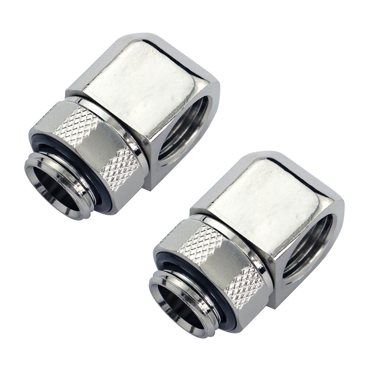 Koolance Swiveling 90 Degree Elbow Fitting, Nickel, 2-pack