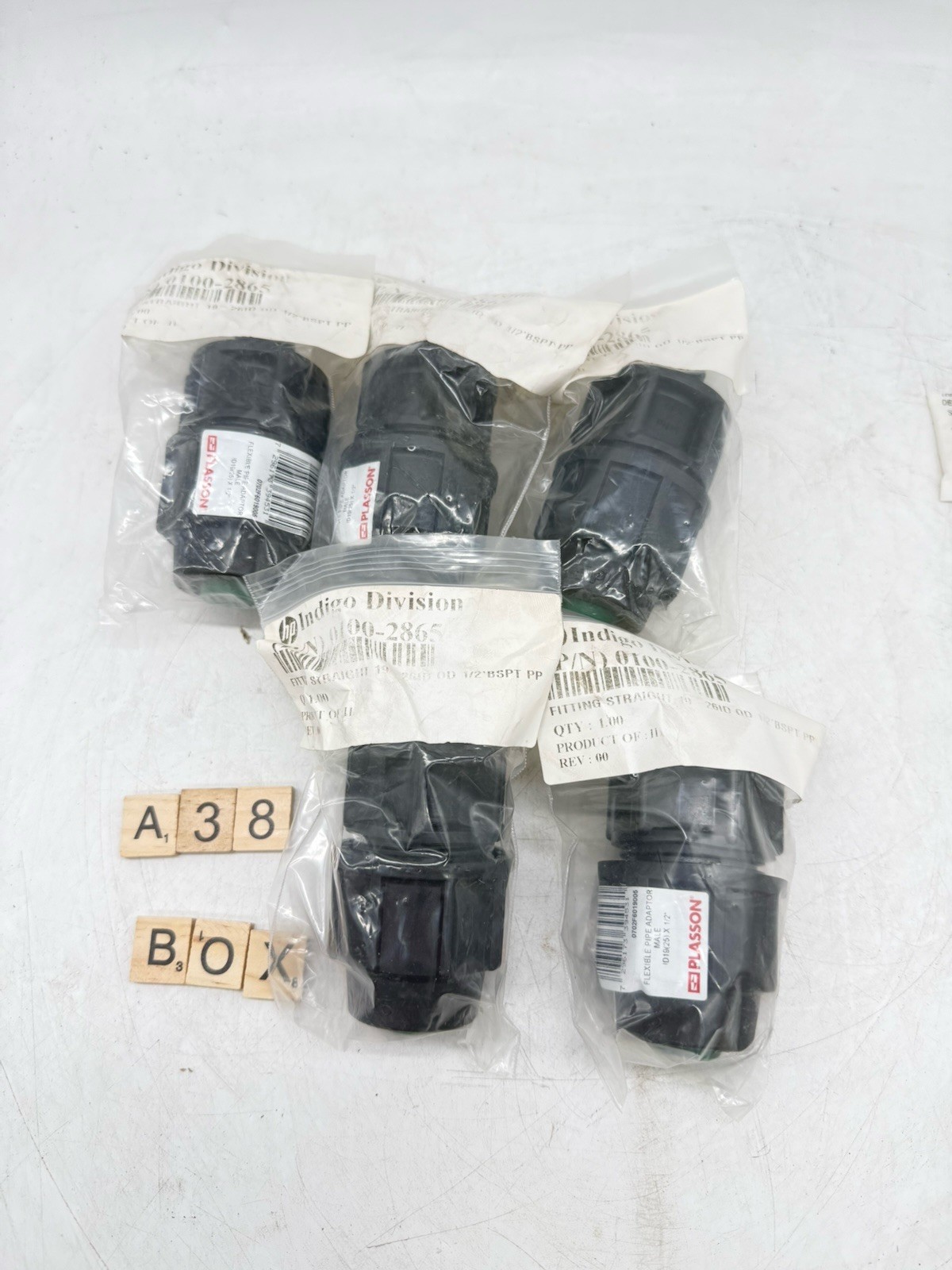 Lot of 5 HP Indigo 0700-2865 PLASSON 0702F6019006 Flexible Pipe Adaptor 1/2”