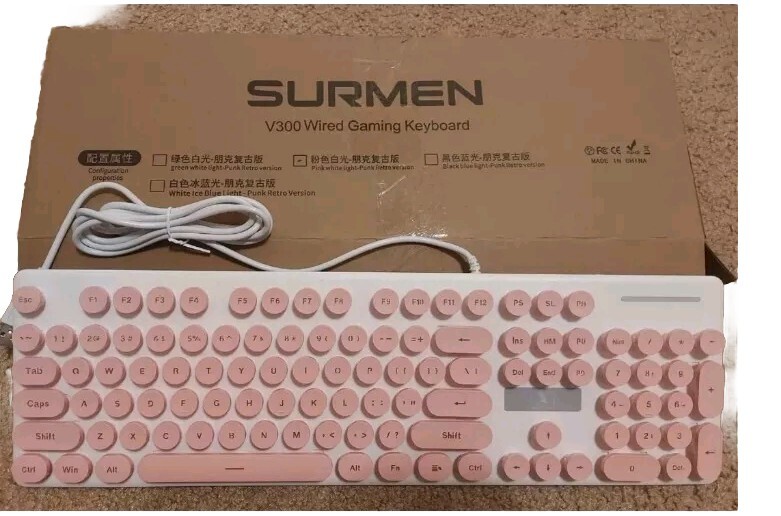 Surmen V300 Wired GAMING Keyboard - PINK NEW