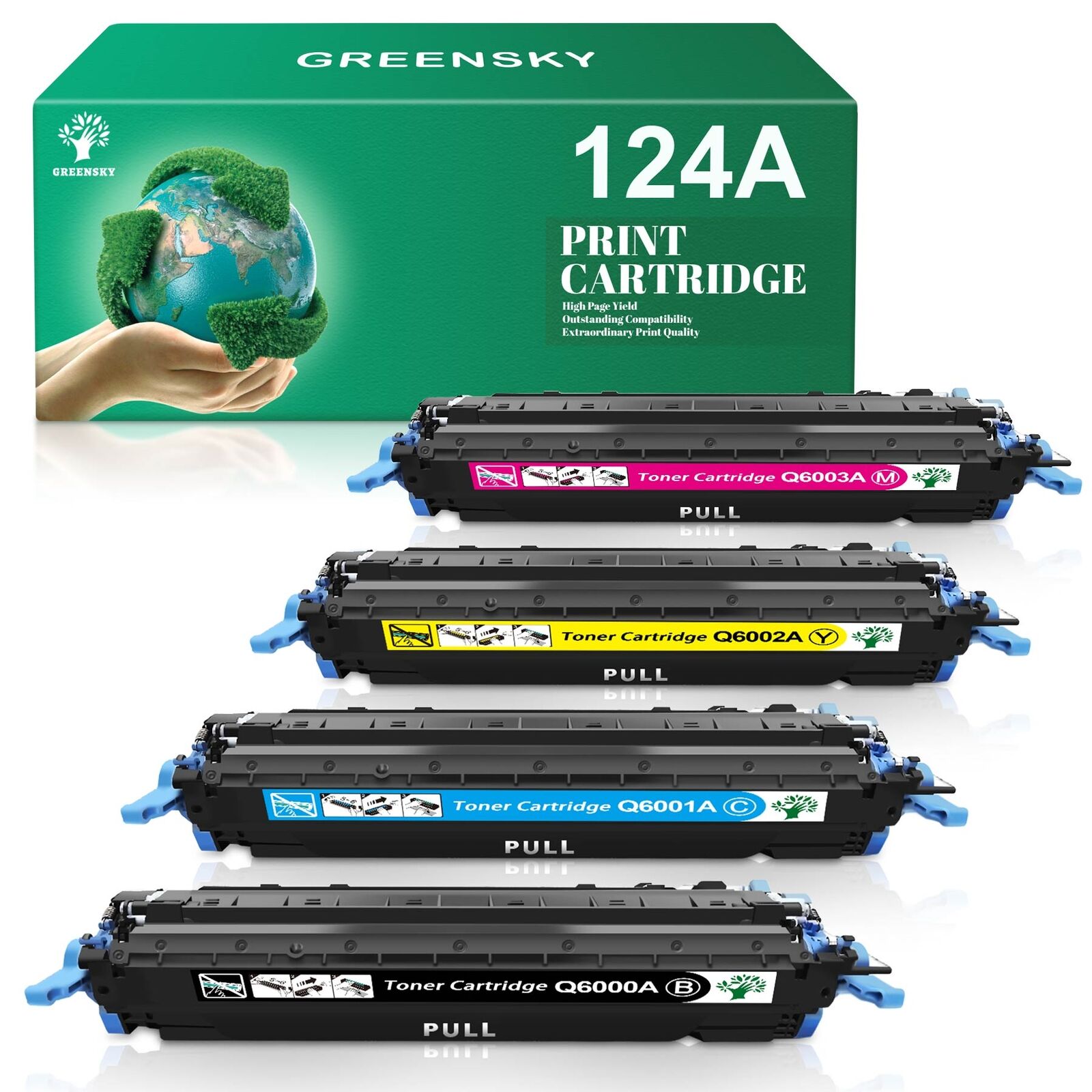 4PK Q6000A Toner Cartridge for 124A HP Color LaserJet 1600 2600n CM1017 Printer