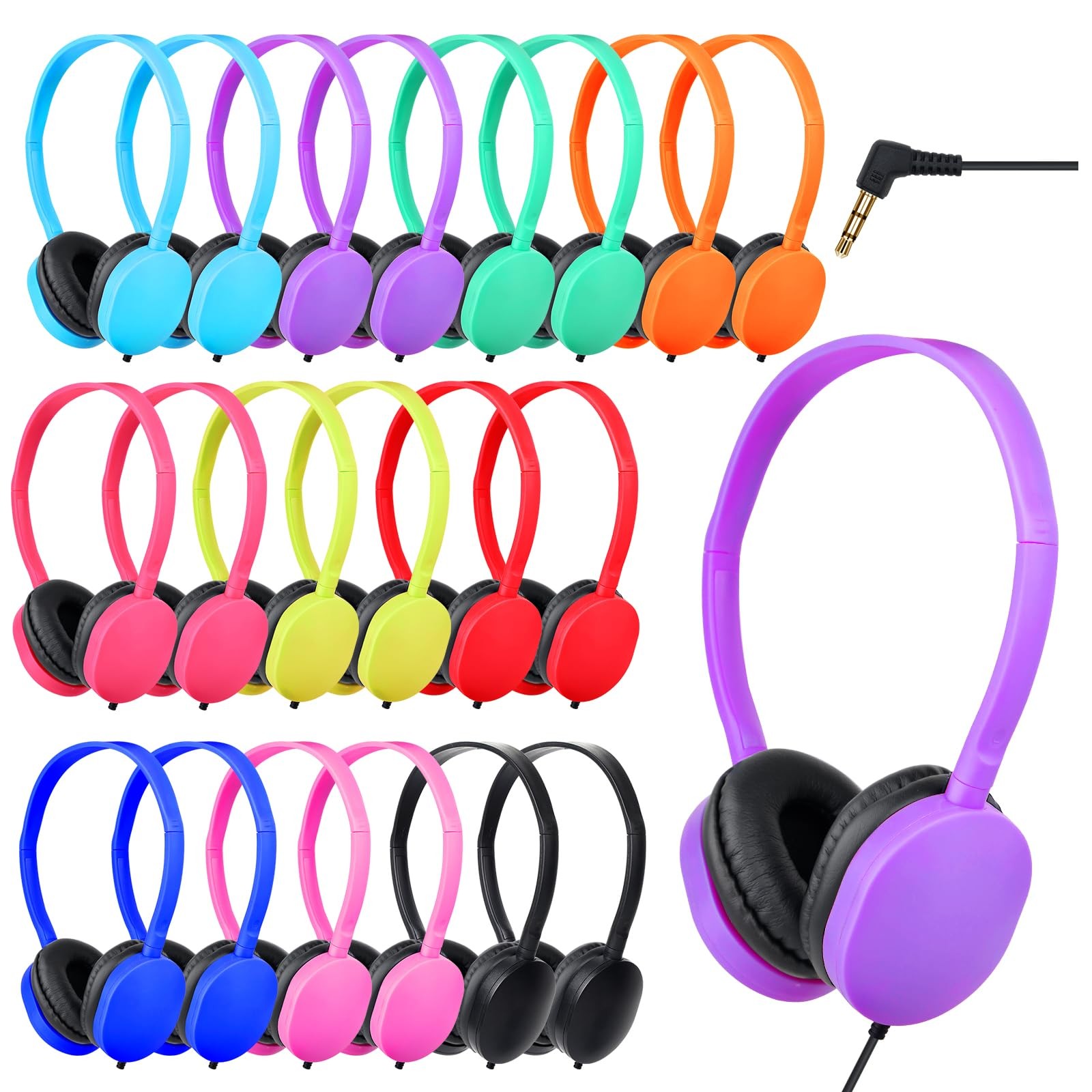 TJZXGUI 100pk Classroom Headphones for Students Kids School Bulk 3.5mm Jack