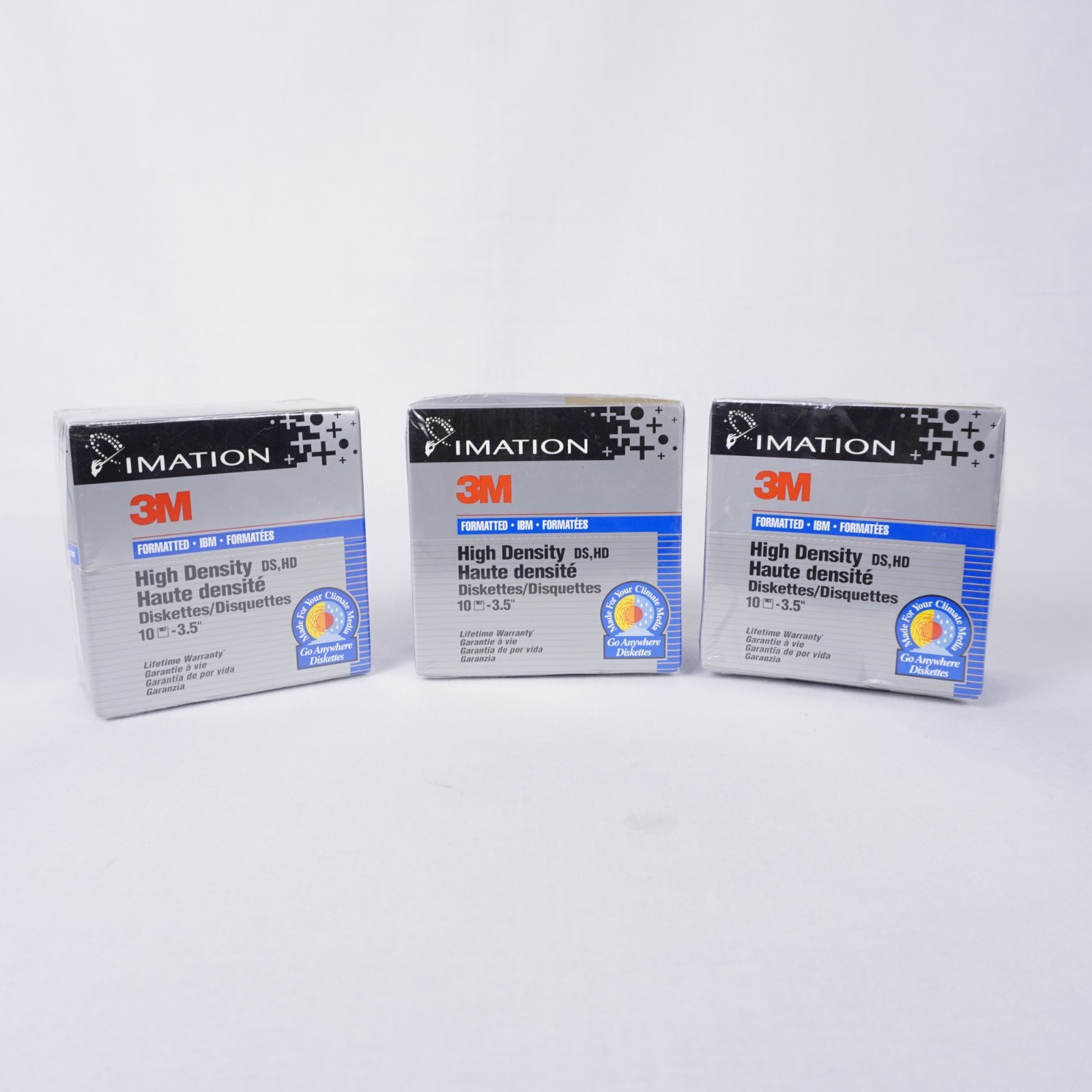 3 Pack of 3M Imation 3.5" High Density DS/HD Floppy Disks 1.44MB 10-Packs