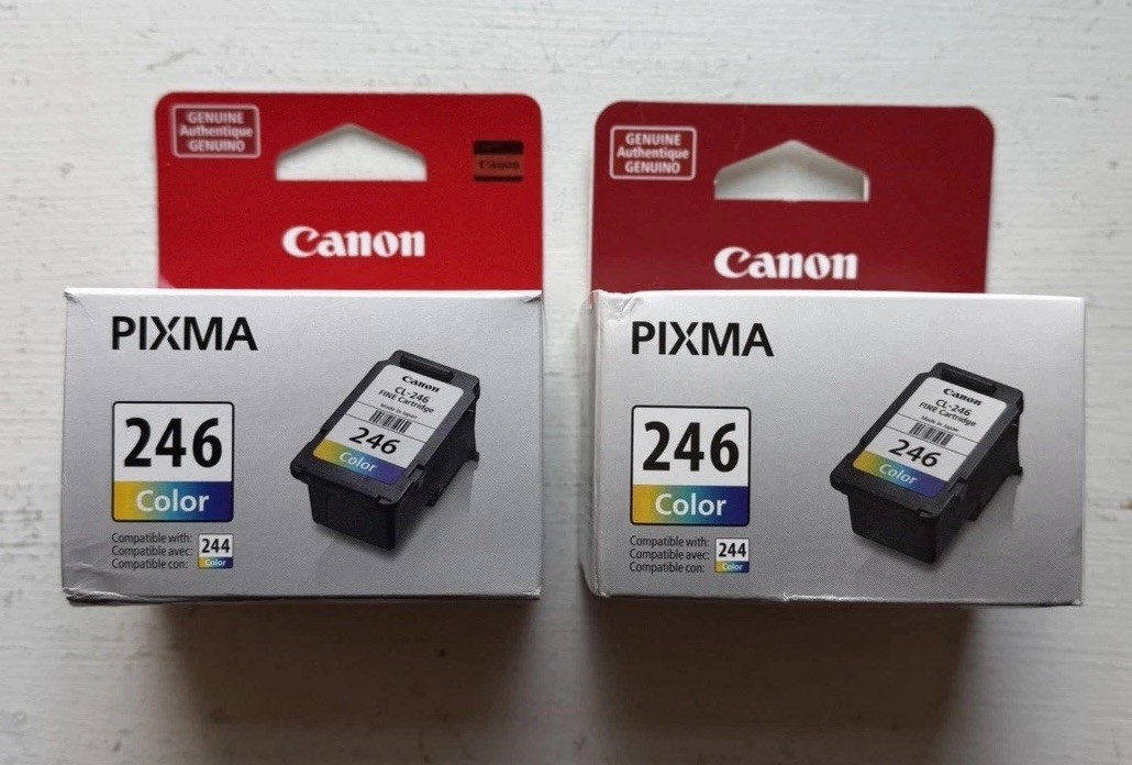 LOT 2 PCS Genuine Canon CL-246 CL-244 Black Ink Cartridges Fine OEM NEW SEALED