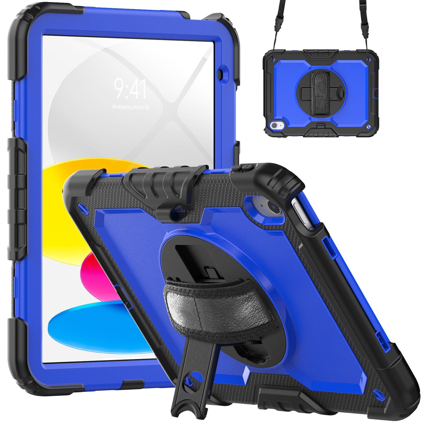 For iPad Air 13-Inch M3/M2 Gen Heavy Duty Full Body Case Stand Cover with Strap