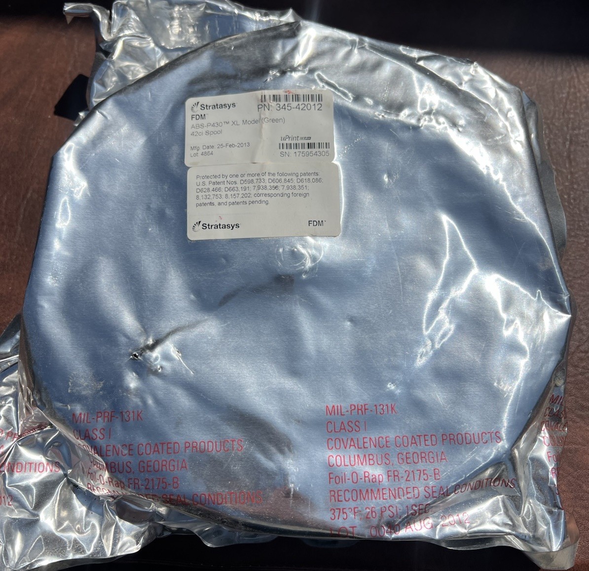 NOS Stratasys uPrint Green 345-42012 ABS SR-30 42ci Spool