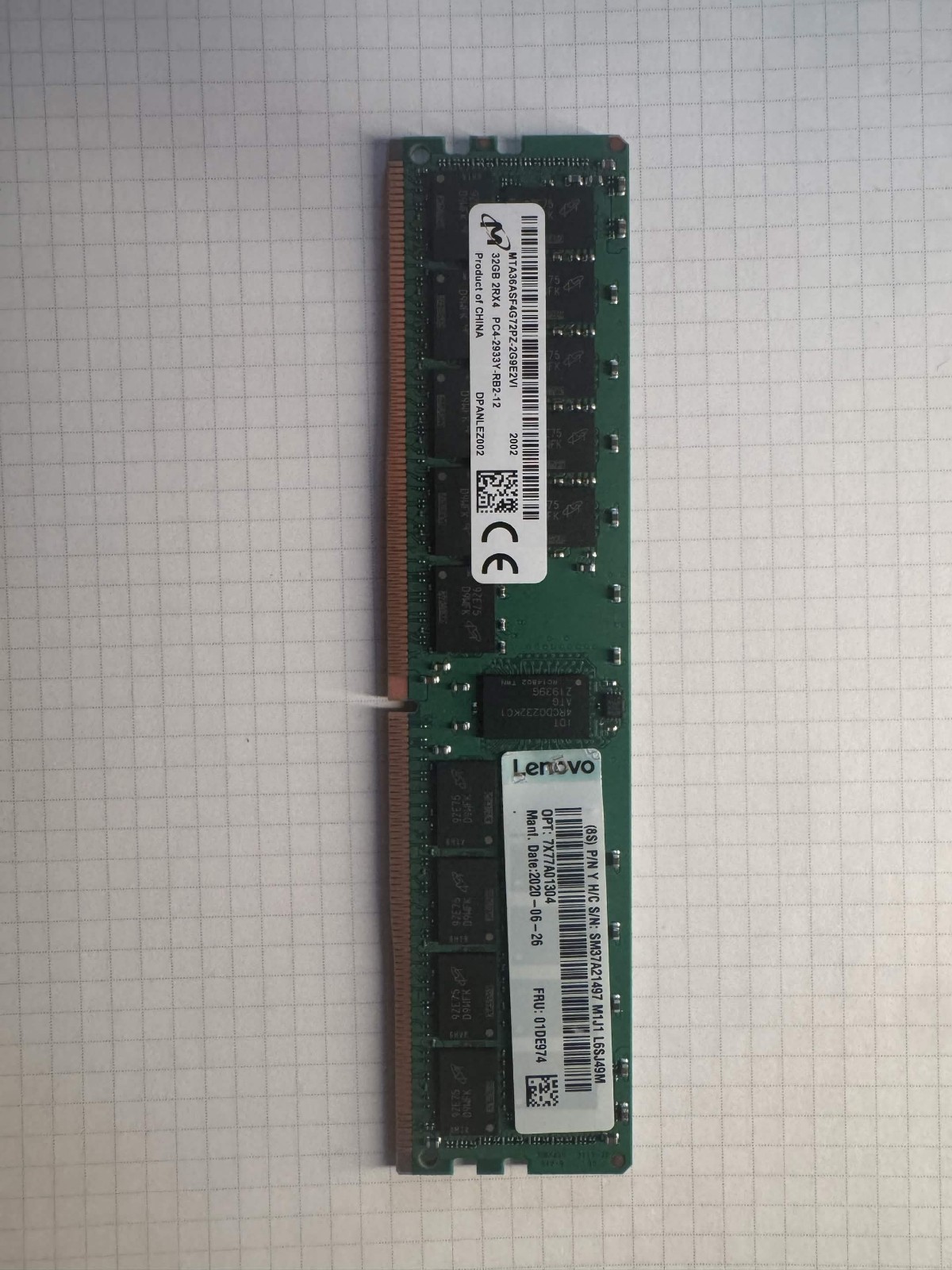 Micron 32GB DDR4 2933 ECC RDIMM 2Rx4 PC4-2933Y MTA36ASF4G72PZ-2G9E2 Server RAM