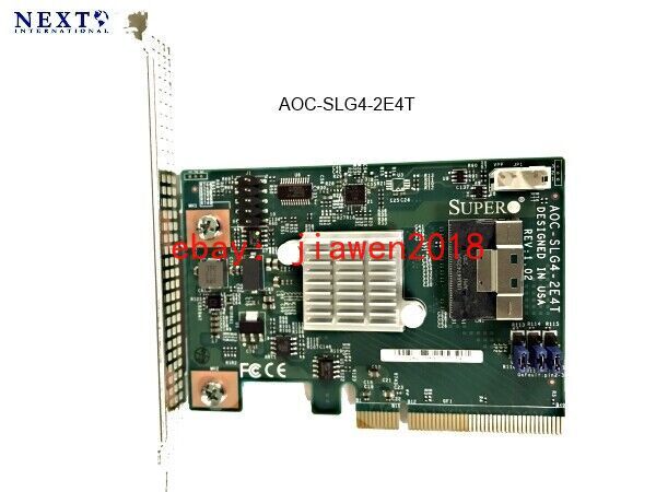 Full Profile Supermicro Dual-Port Gen-4 NVMe Host Bus Adapter AOC-SLG4-2E4T 