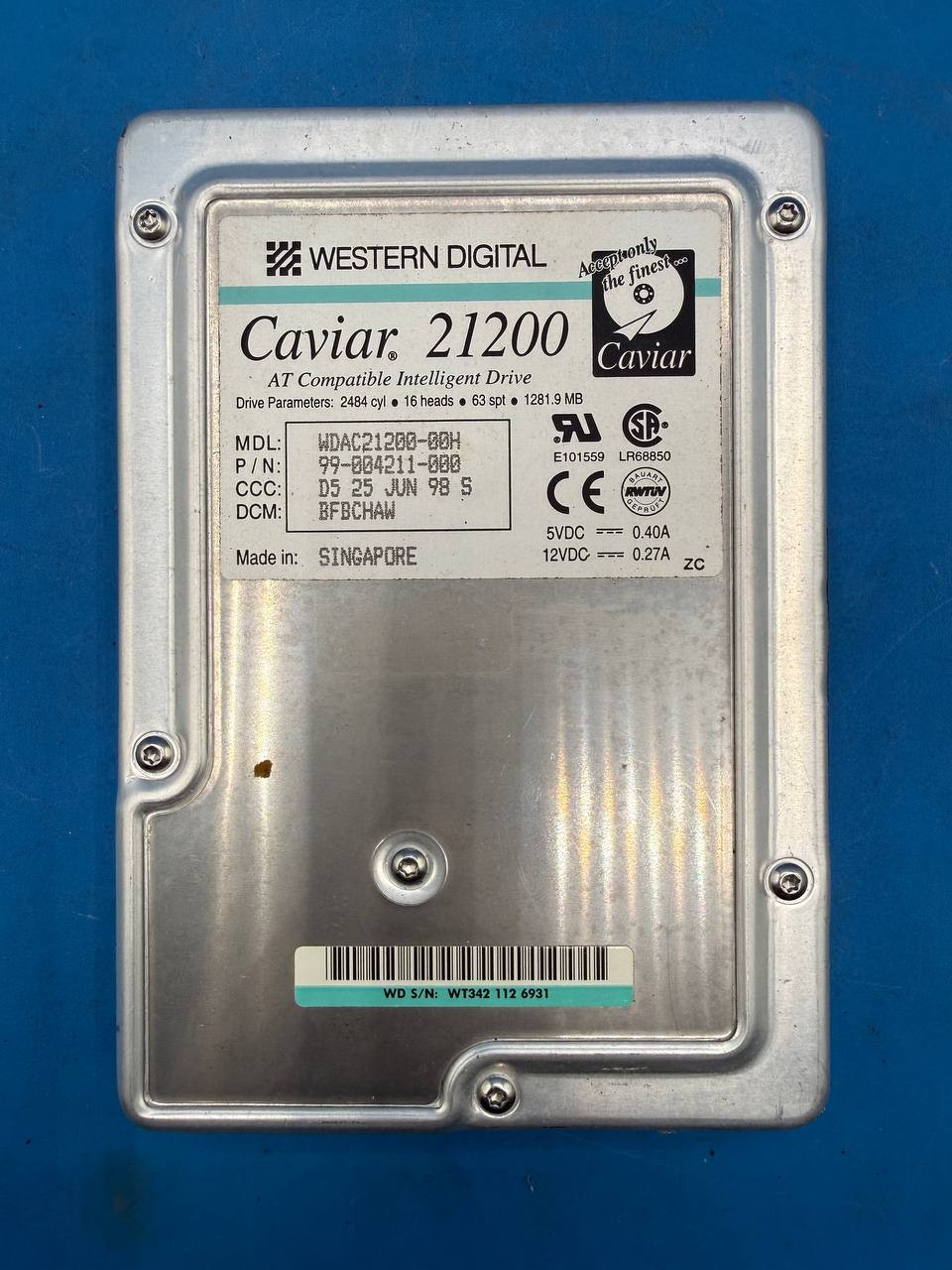 Western Digital Caviar 21200 1.28GB 3.5" IDE Hard Drive WDAC21200-00H RE