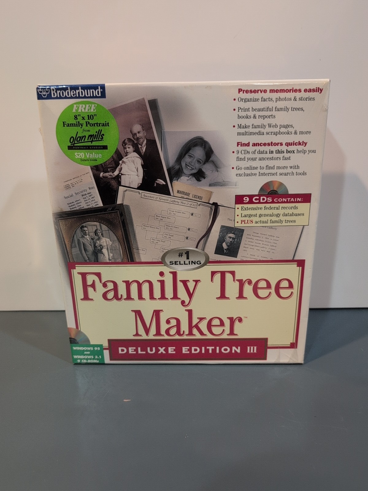 Vintage 1997 Broderbund Family Tree Maker Deluxe Edition III CD-ROM - New & Seal