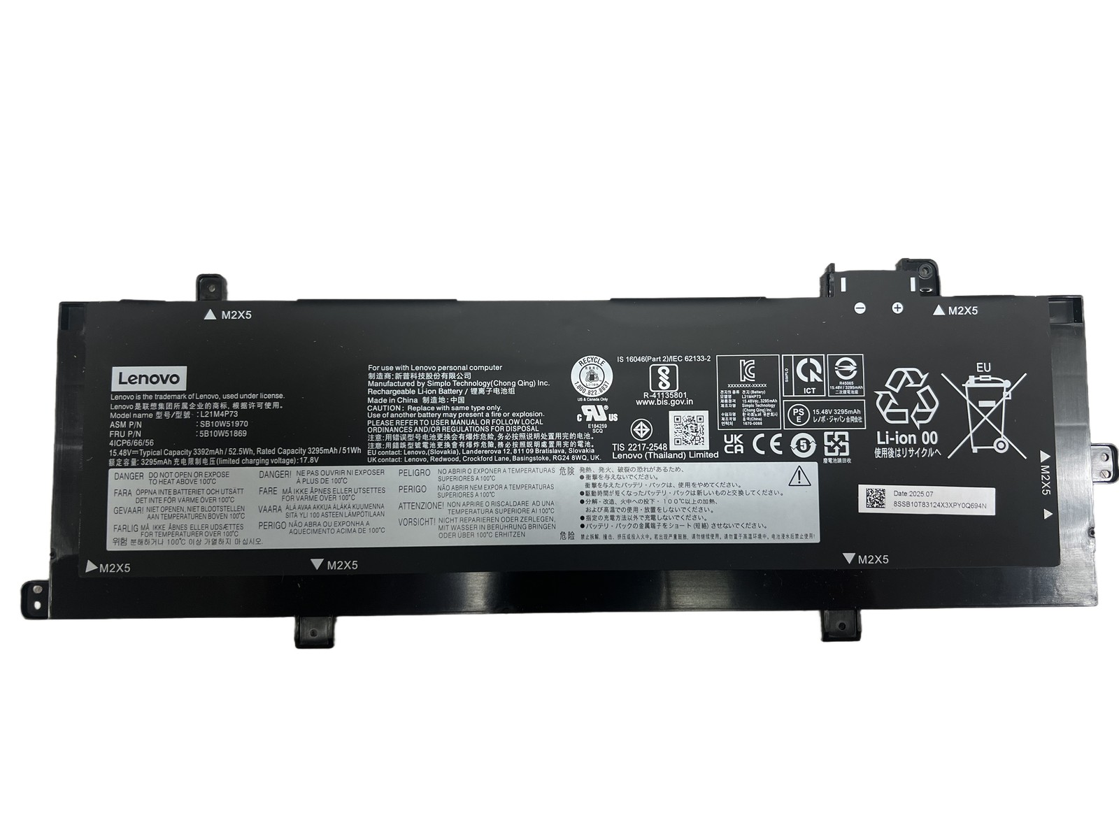 L21M4P74 SB10W51972 51Wh Genuine Battery For Lenovo ThinkPad P16s T16 1st Gen