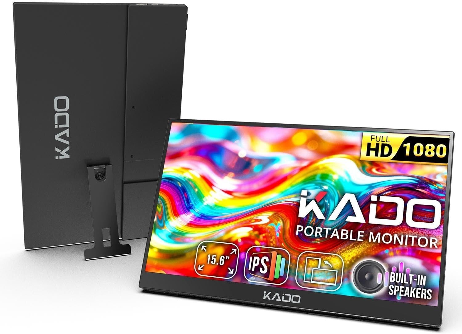 Kado 15.6" FHD Portable Monitor for Laptop 1080p Second Display IPS Kickstand